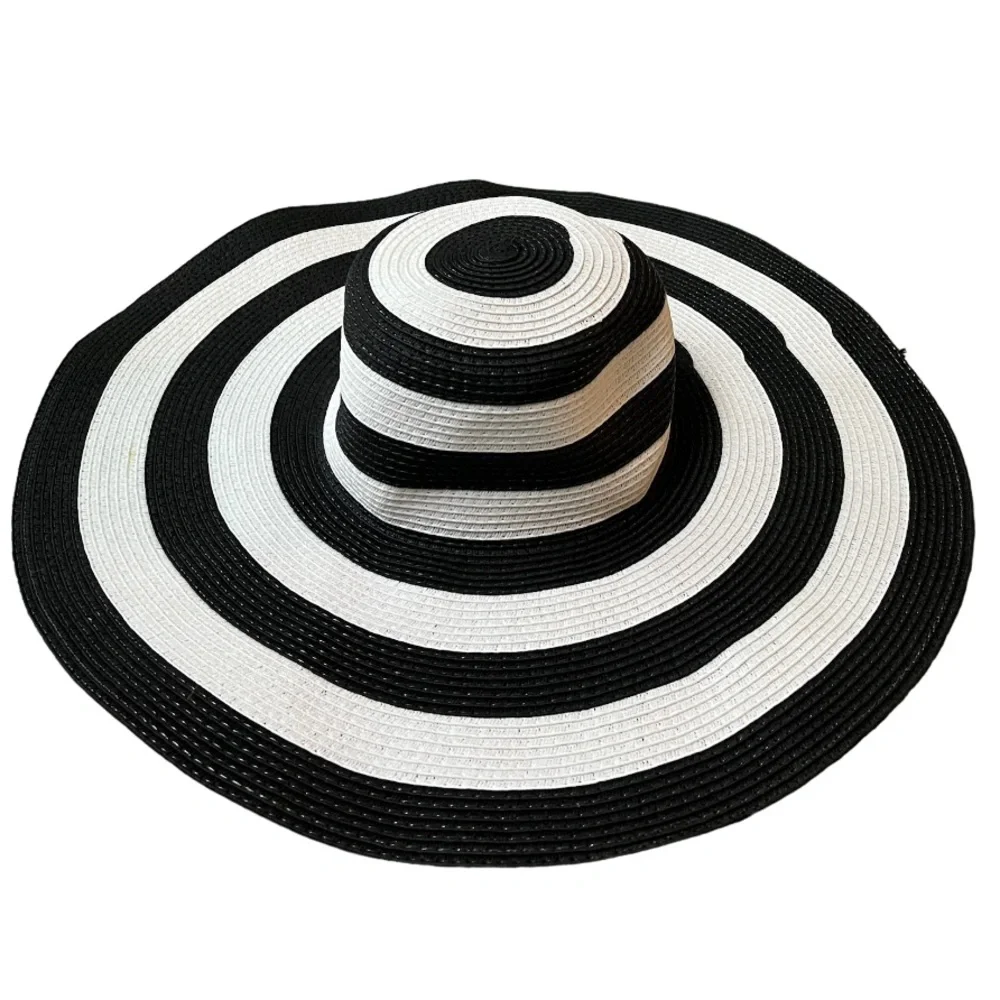 Sun Hats 4 Pc Set Wide Brim Summer Beach Straw Derby Fedora Natural Black Womens